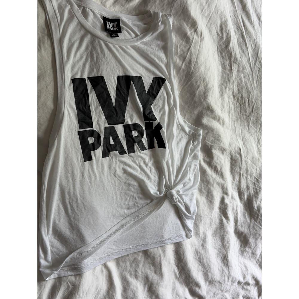 Ivy Park Beyoncé Logo Muscle‎ Tank Top White Oversized Athleisure Size S - Picture 9 of 10